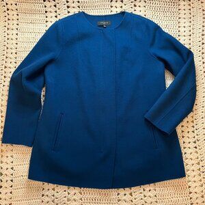 Talbots Teal Double Faced Wool Front Zip Jacket Size Petite Medium - Like New